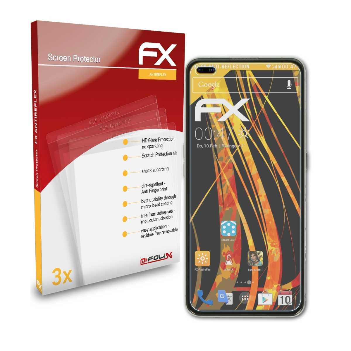 FX-Antireflex 5G) ATFOLIX Displayschutz(für 3x Pro X50 Realme