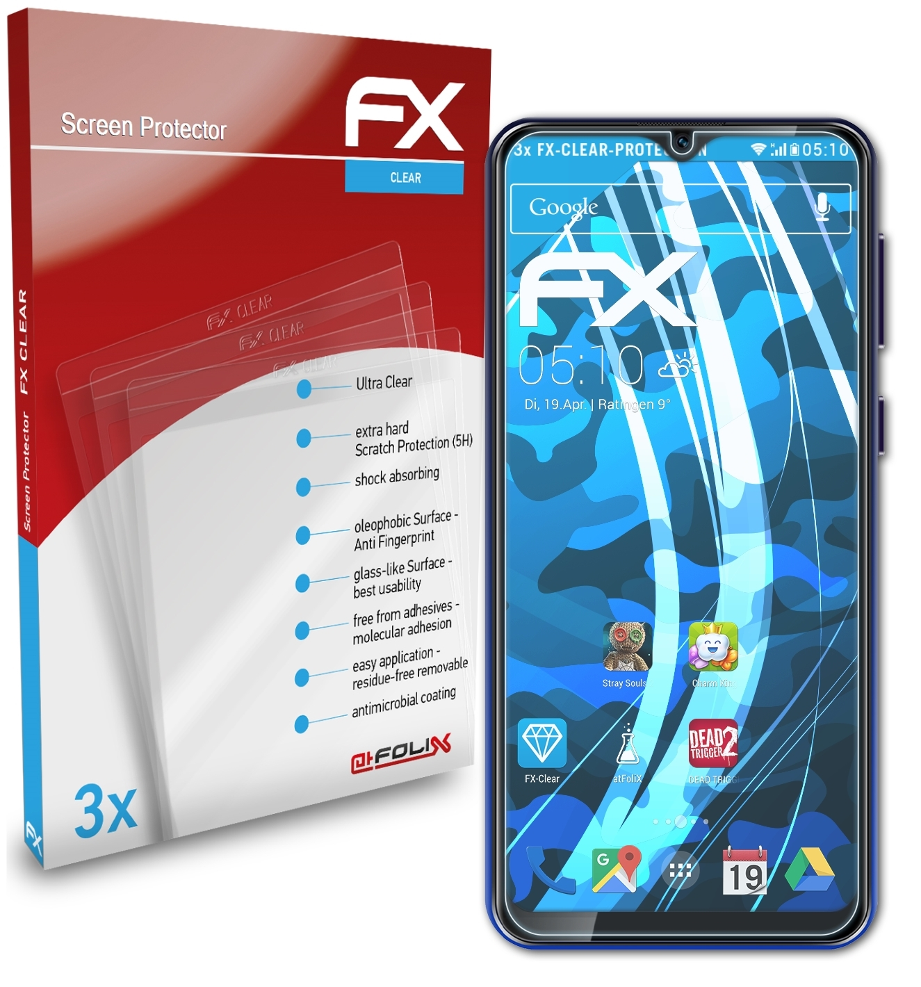 3x ATFOLIX Oukitel FX-Clear Displayschutz(für C19)