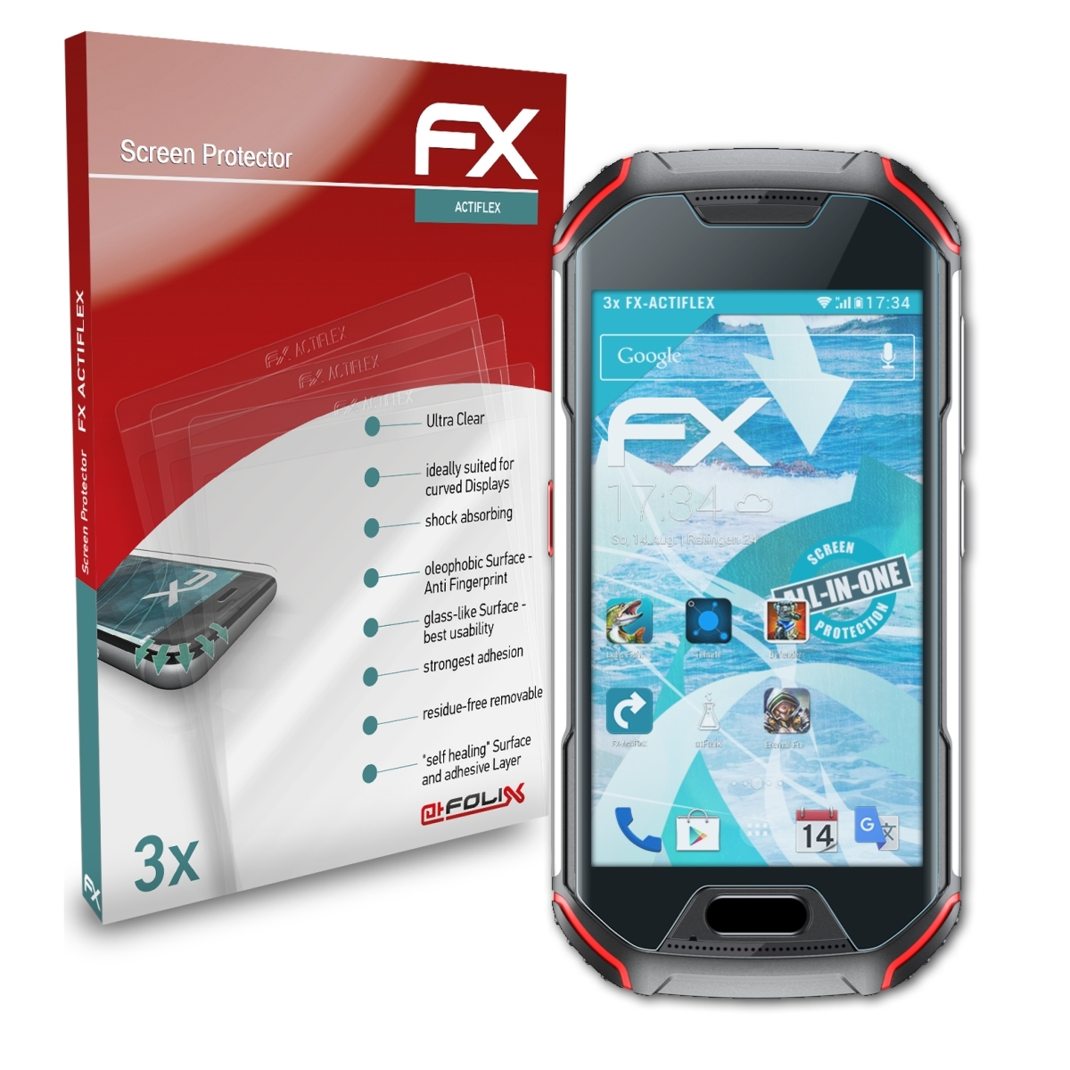 3x XL) Displayschutz(für Atom FX-ActiFleX ATFOLIX Unihertz