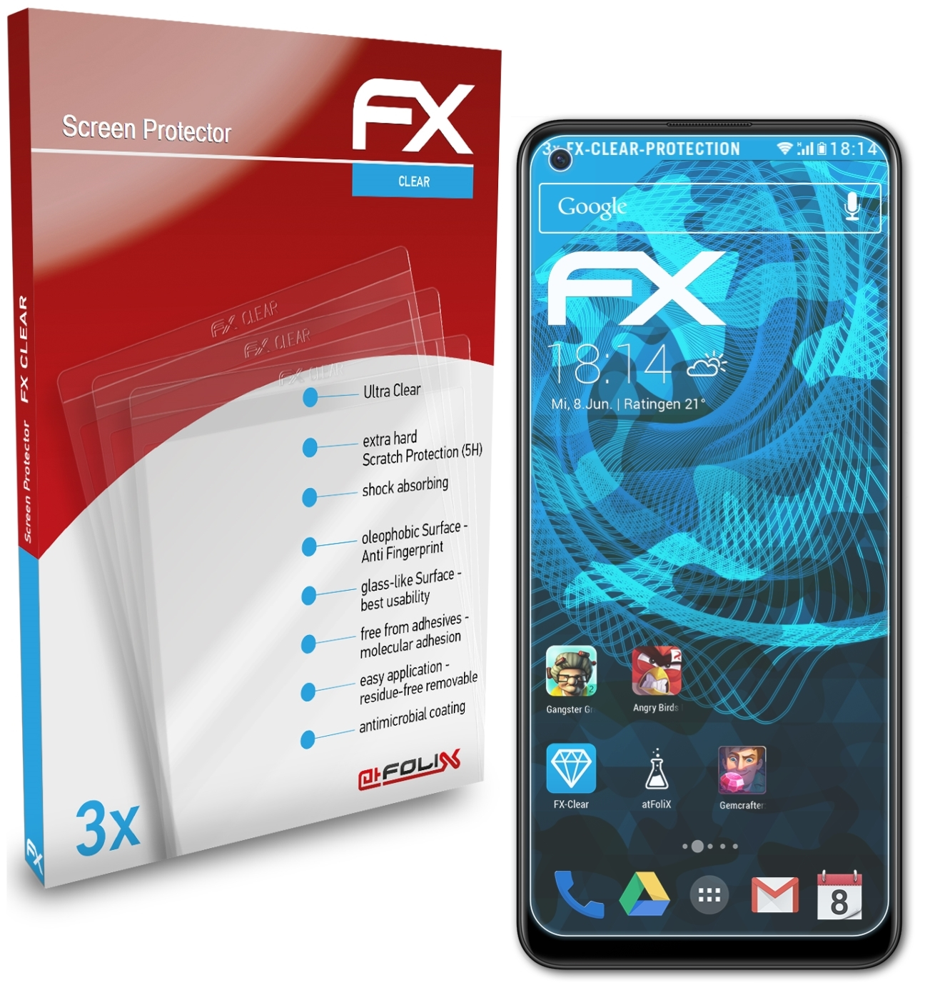 ATFOLIX 3x FX-Clear Displayschutz(für Pro+) F19 Oppo