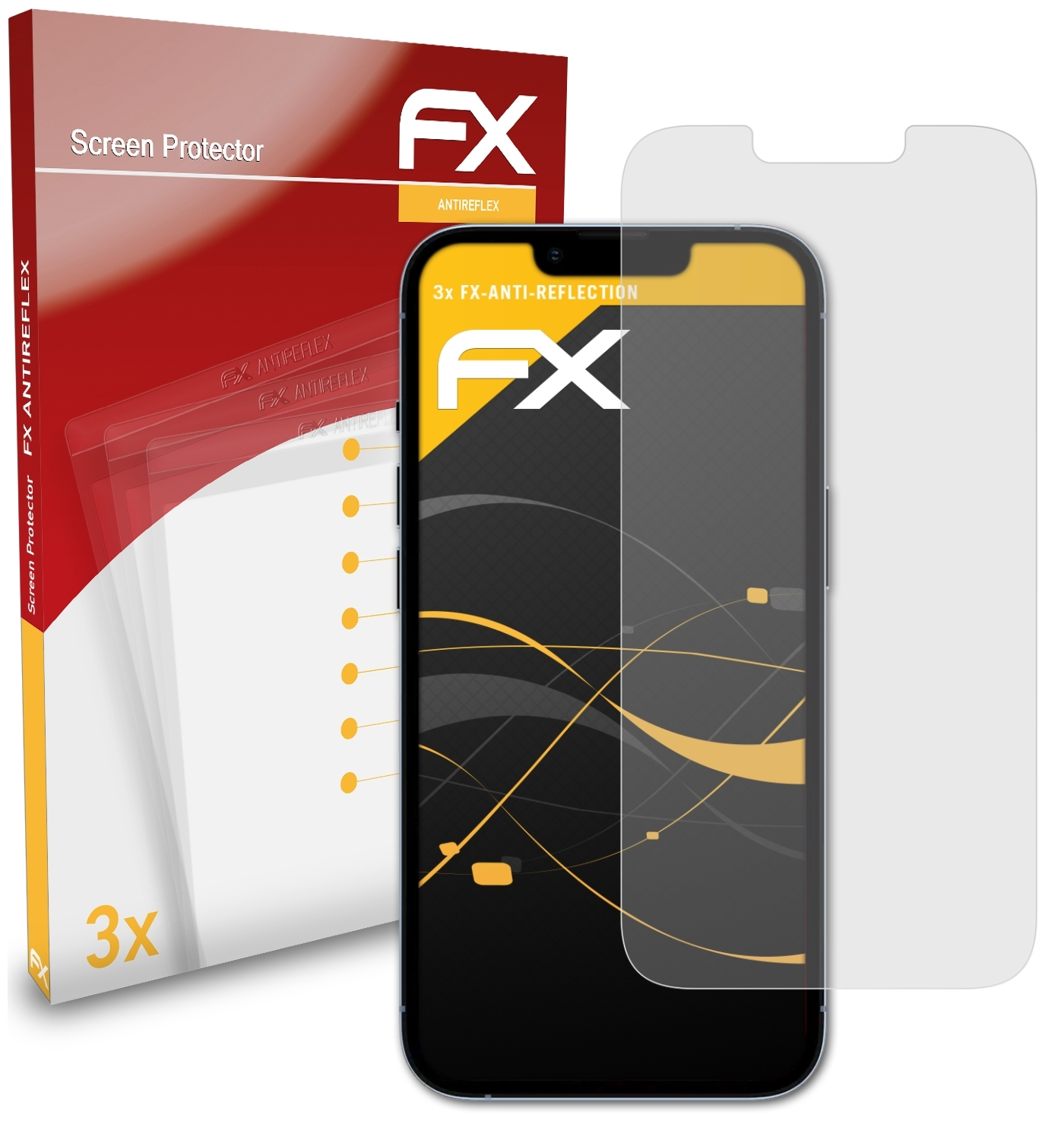 ATFOLIX 3x Apple 13 Displayschutz(für FX-Antireflex iPhone Pro)