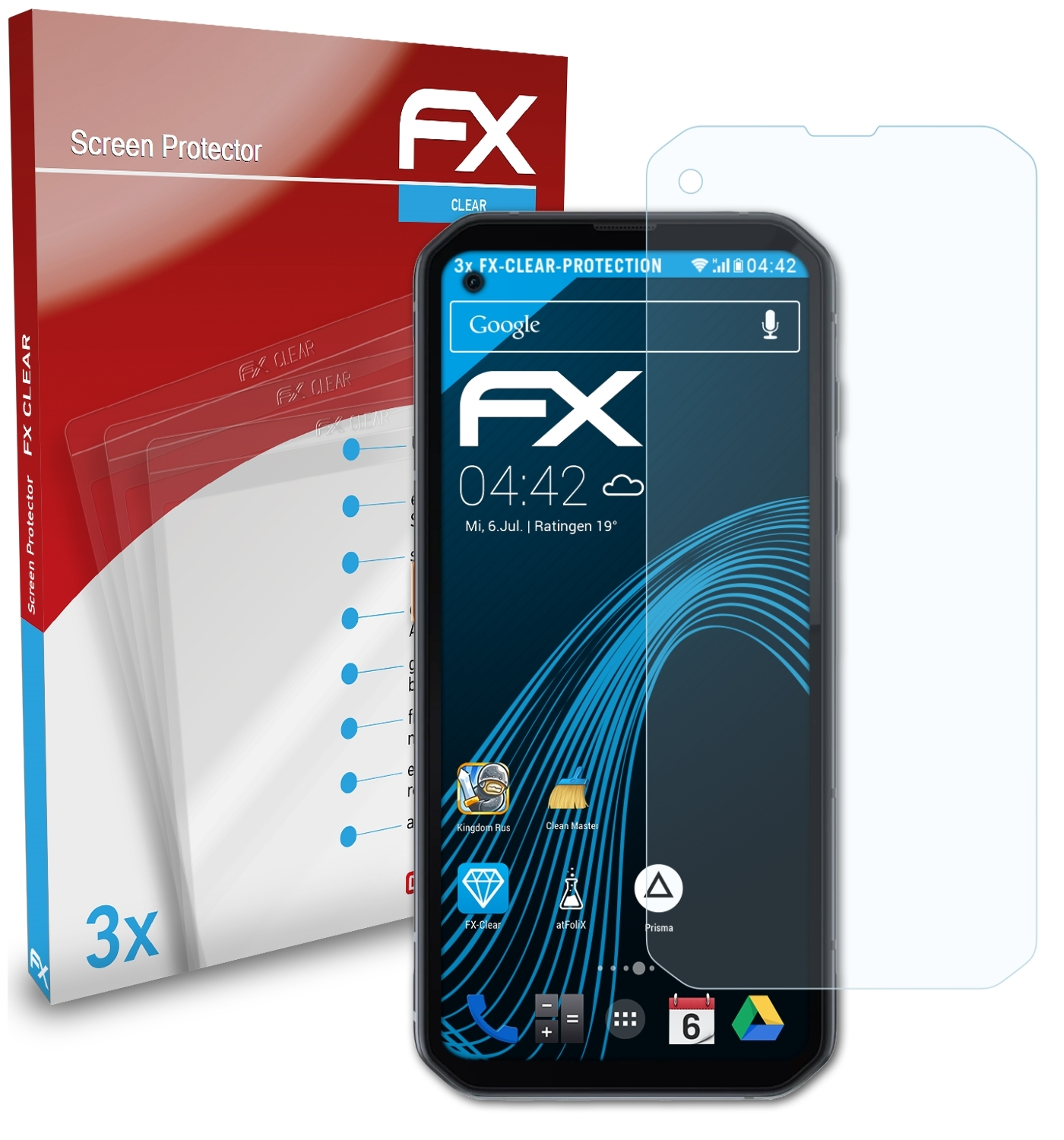 ATFOLIX BL6000 FX-Clear Pro) Blackview 3x Displayschutz(für
