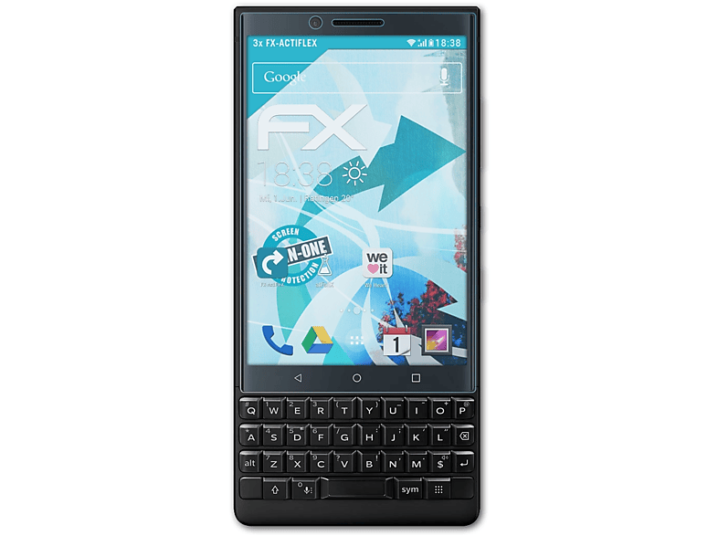 ATFOLIX 3x FX-ActiFleX Displayschutz(für Key2) Blackberry