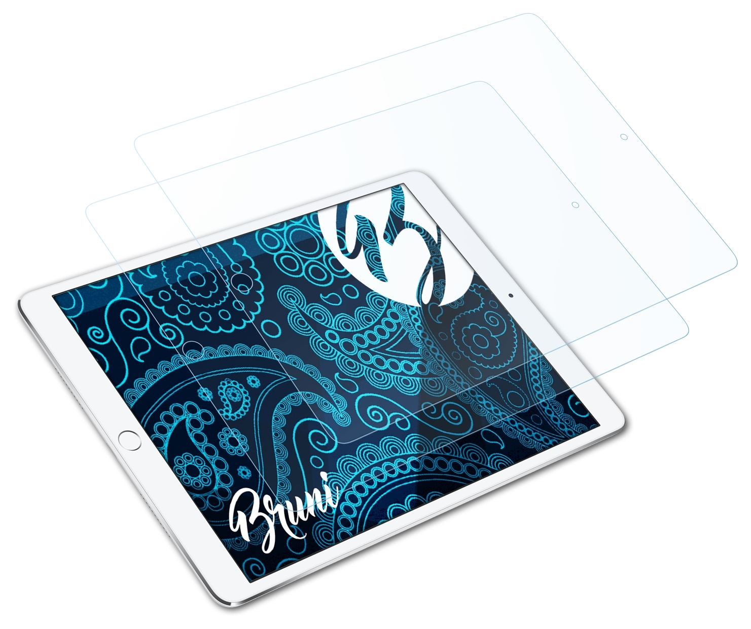 BRUNI 2x Basics-Clear Schutzfolie(für Apple 12.9 iPad (2017)) Pro