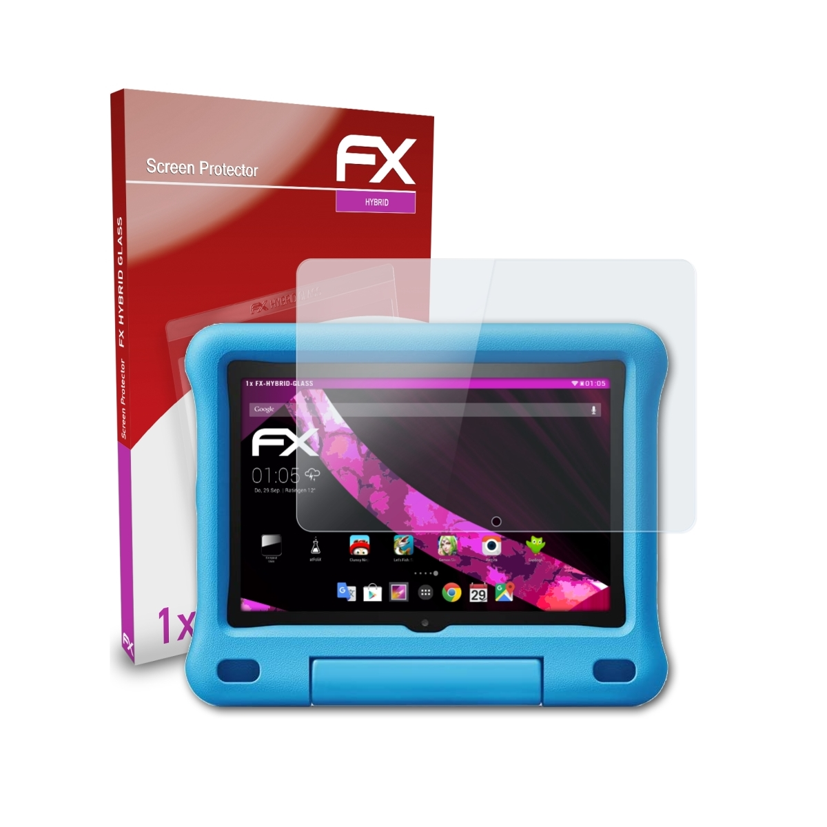 ATFOLIX FX-Hybrid-Glass Schutzglas(für Fire 8 HD Kids (Model Edition Amazon 2020))