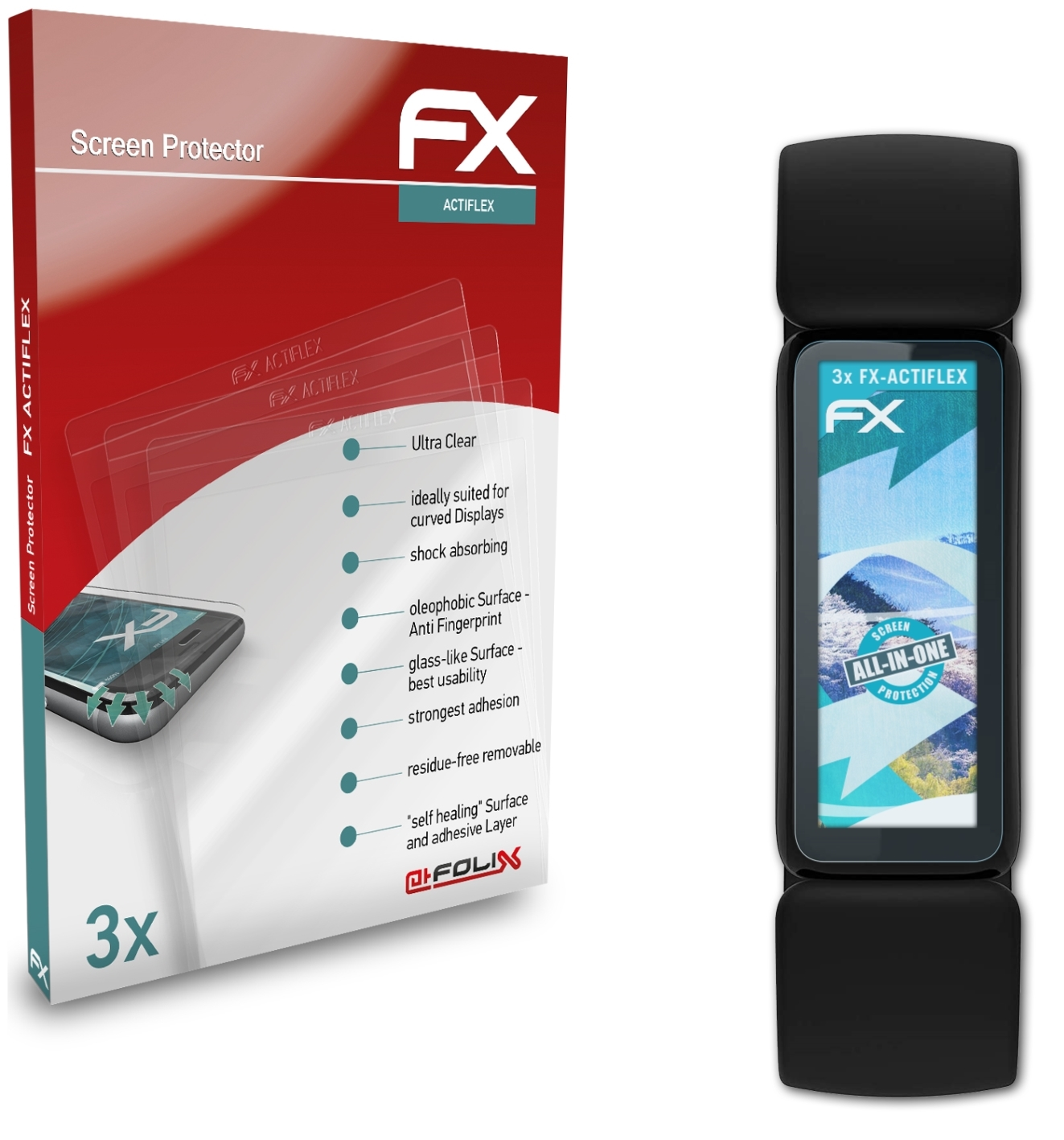 ATFOLIX Displayschutz(für Inspire 2) Fitbit 3x FX-ActiFleX
