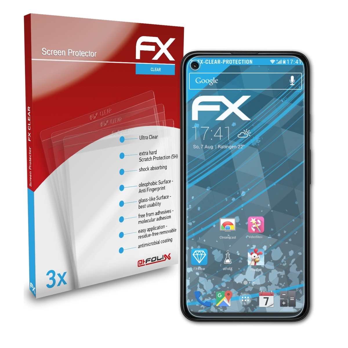 ATFOLIX 3x FX-Clear (5G)) 4a Pixel Displayschutz(für Google