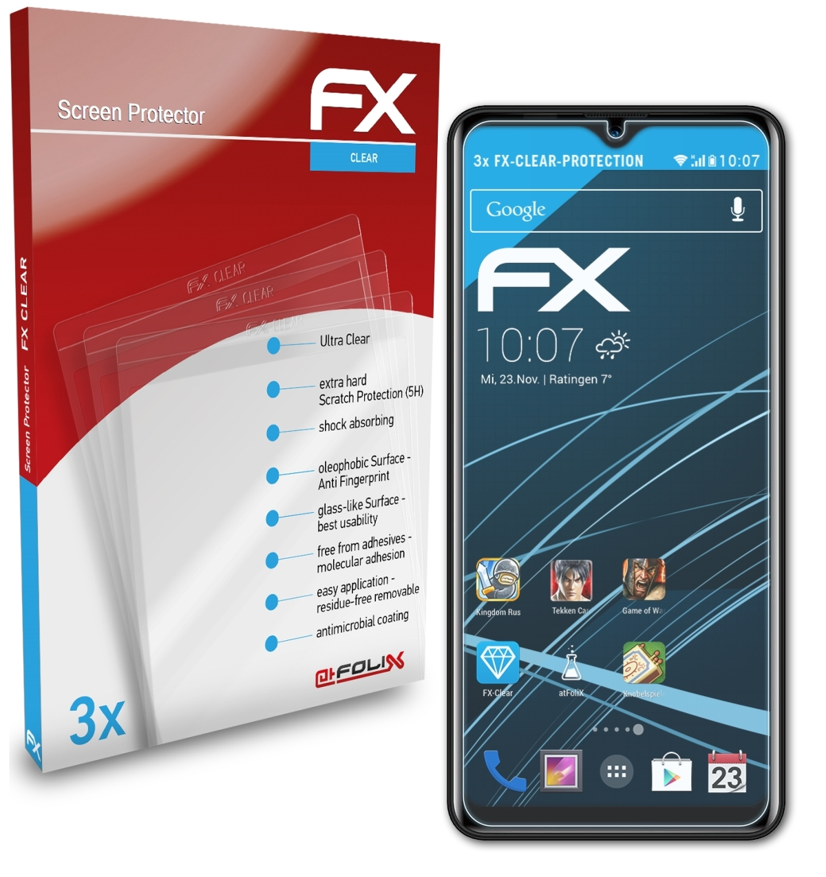 ATFOLIX 3x FX-Clear Displayschutz(für Blackview Plus) A80