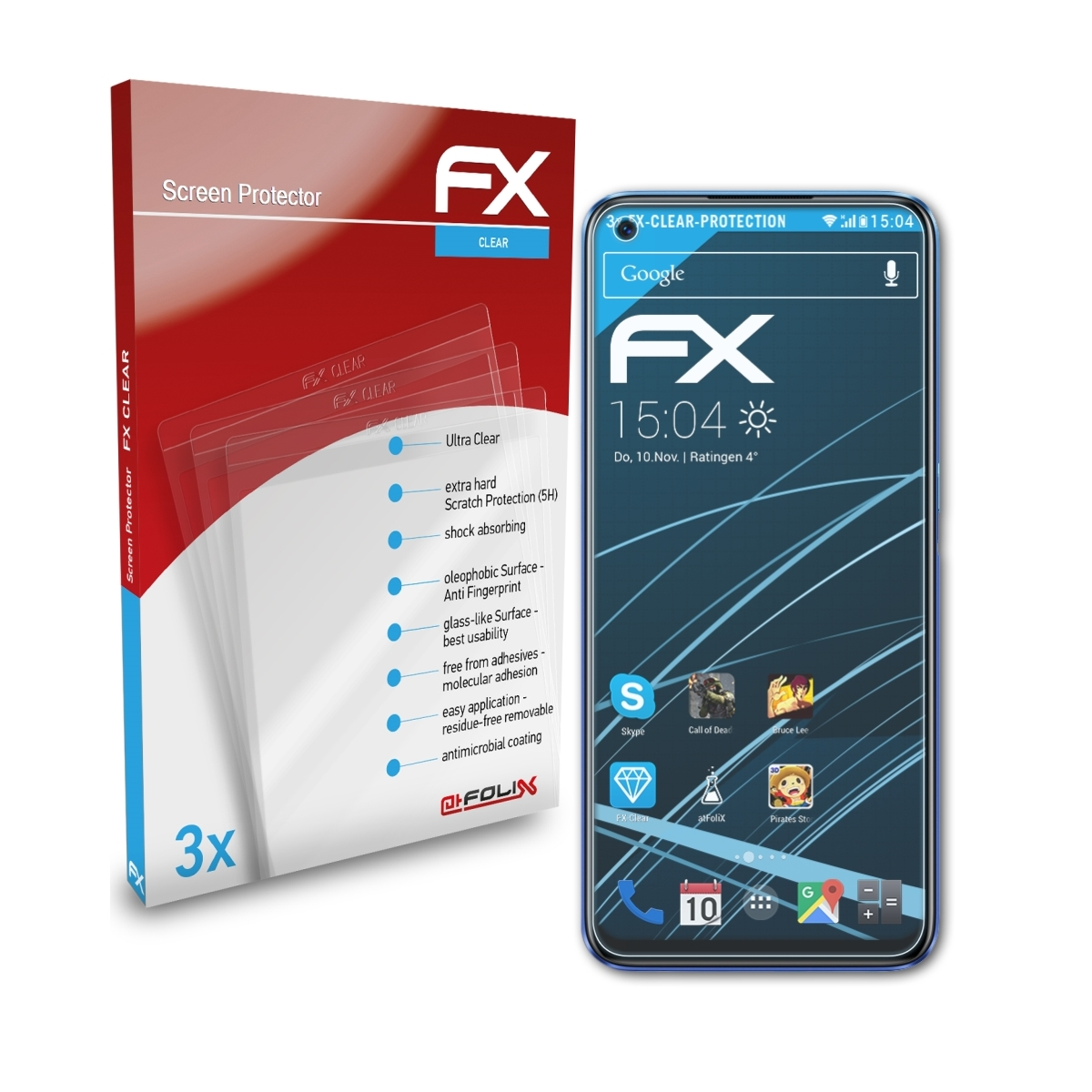 ATFOLIX 3x FX-Clear Displayschutz(für Oppo 6) Realme