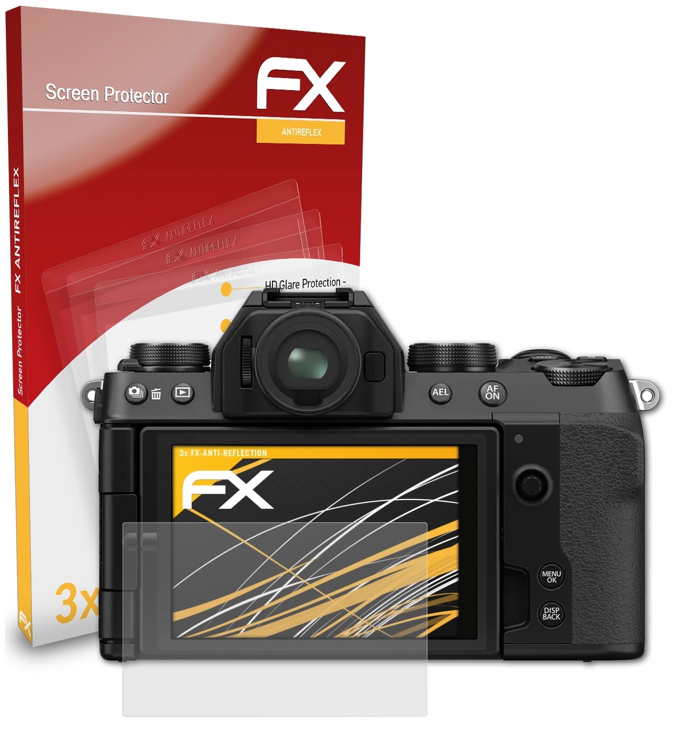 3x Fujifilm X-S10) Displayschutz(für FX-Antireflex ATFOLIX