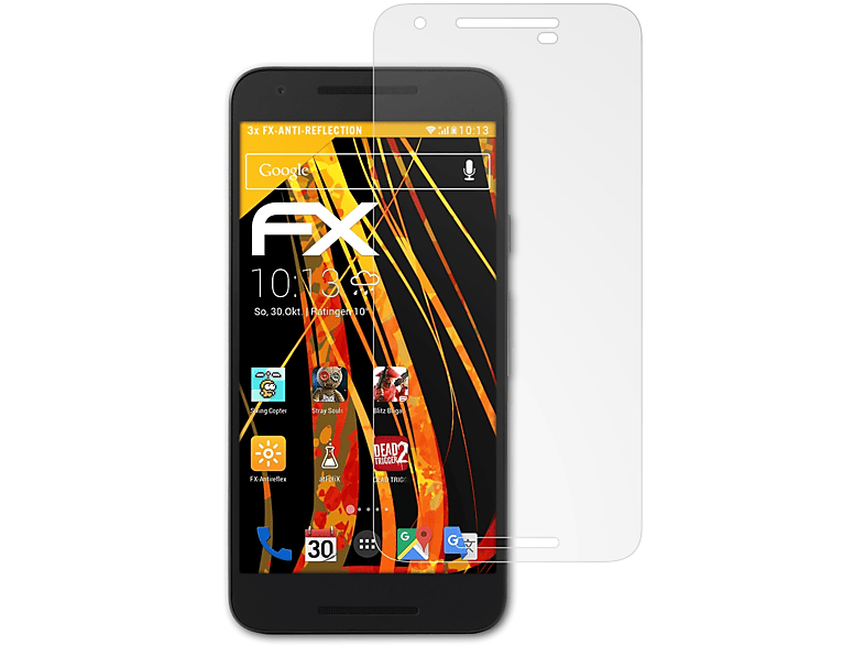 ATFOLIX 3x FX-Antireflex Displayschutz(für Google Nexus 5X)