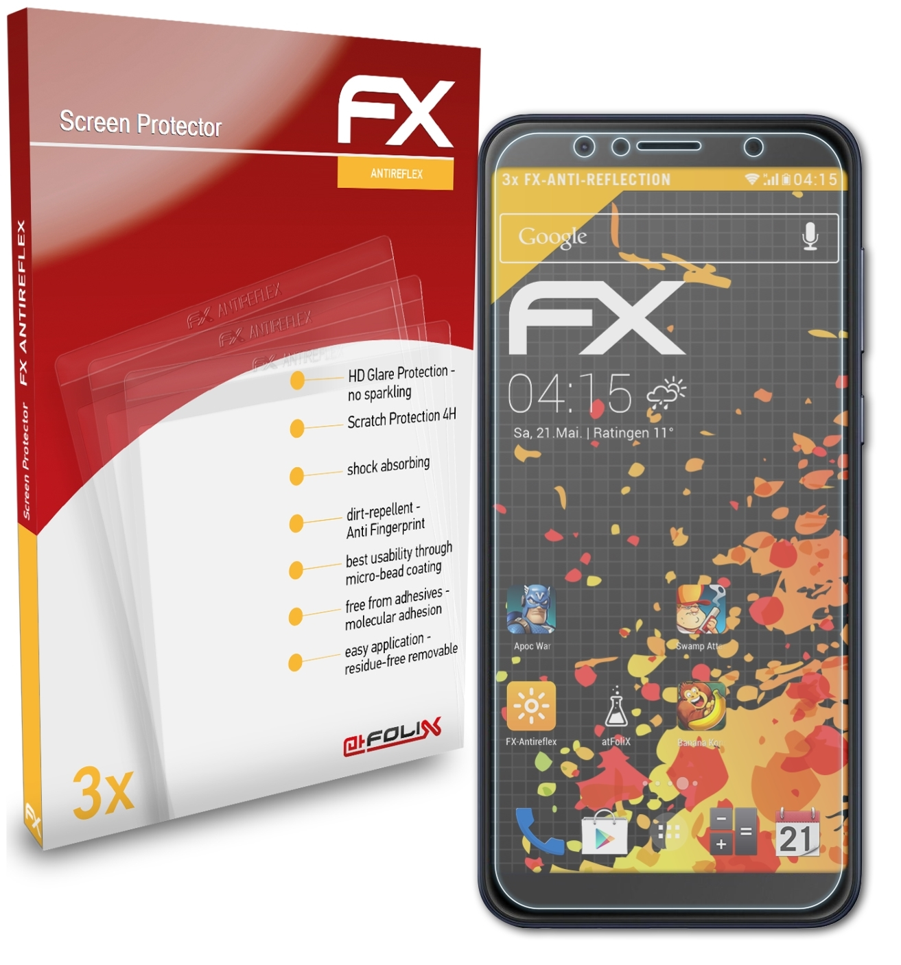 Pro ATFOLIX 3x (ZB602KL)) Max Displayschutz(für Asus FX-Antireflex ZenFone (M1)