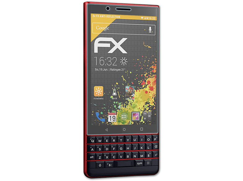 ATFOLIX 3x FX-Antireflex Displayschutz(für Blackberry LE) Key2