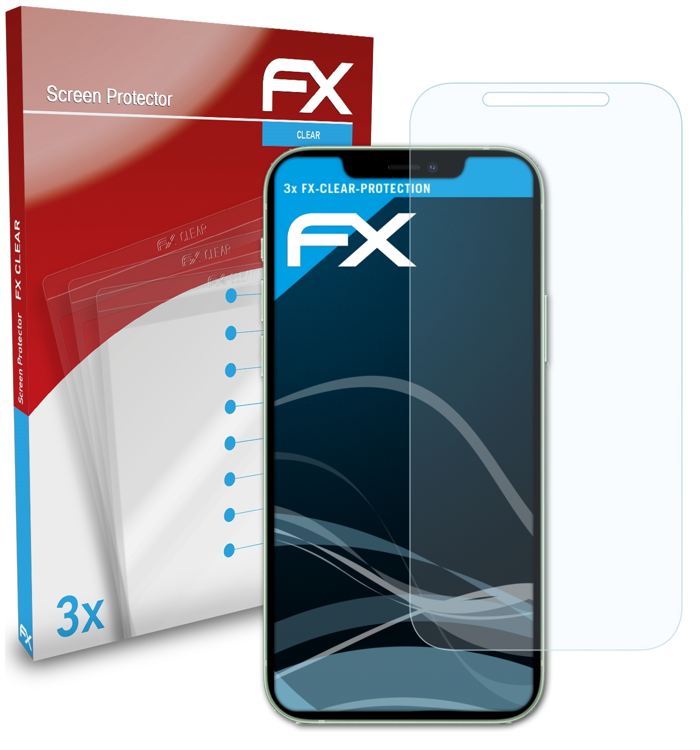 ATFOLIX Displayschutz(für Apple 12) 3x iPhone FX-Clear