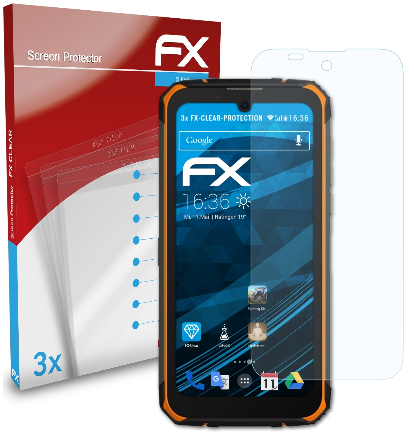 Displayschutz(für ATFOLIX DOOGEE S59) 3x FX-Clear
