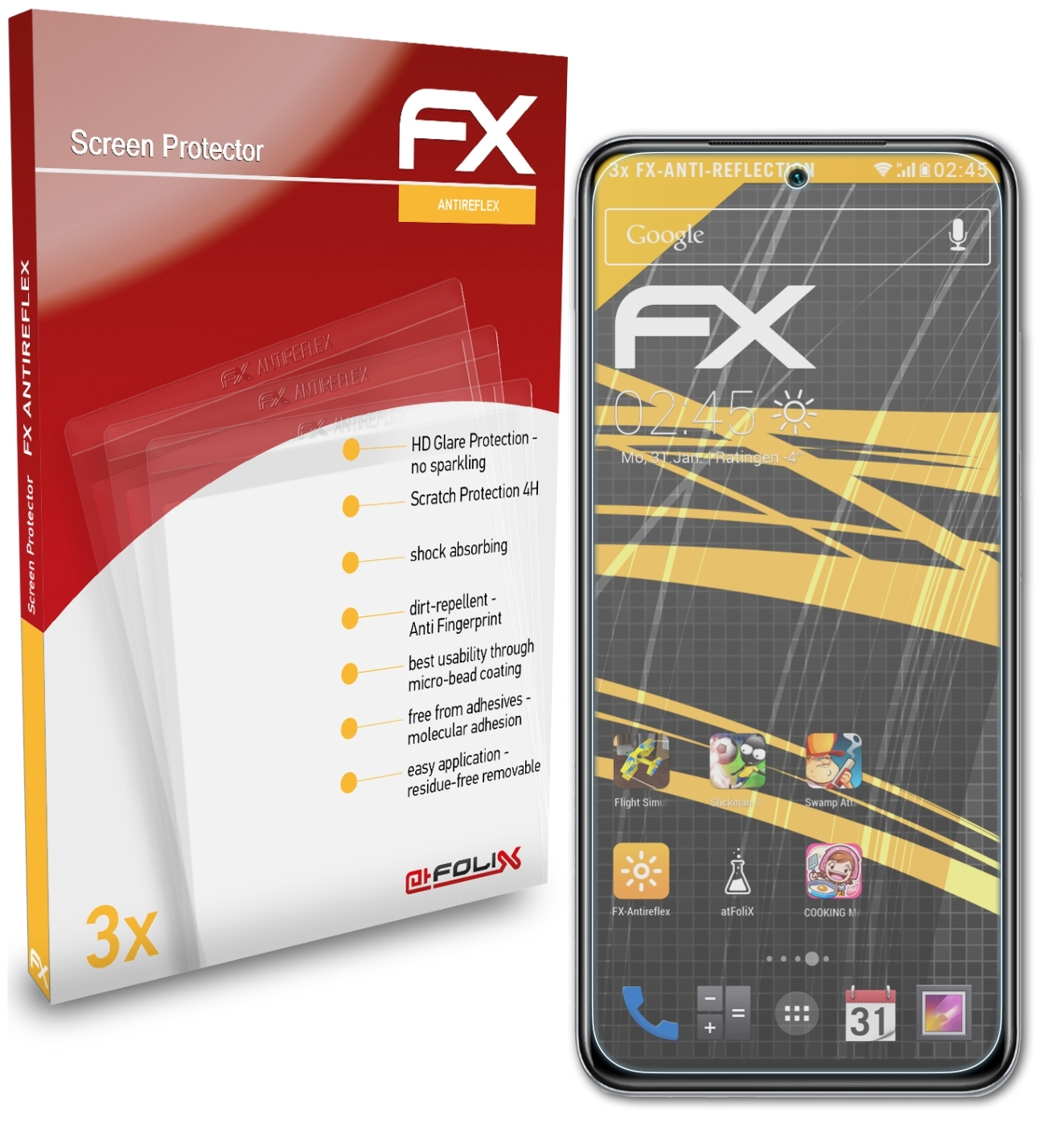 ATFOLIX 3x FX-Antireflex Xiaomi Displayschutz(für Note Redmi 10)