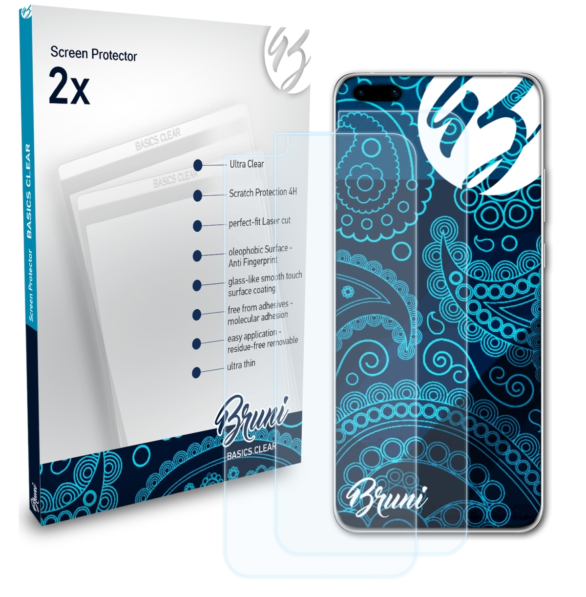 BRUNI 2x Pro Basics-Clear (Fullcover)) P40 Huawei Schutzfolie(für