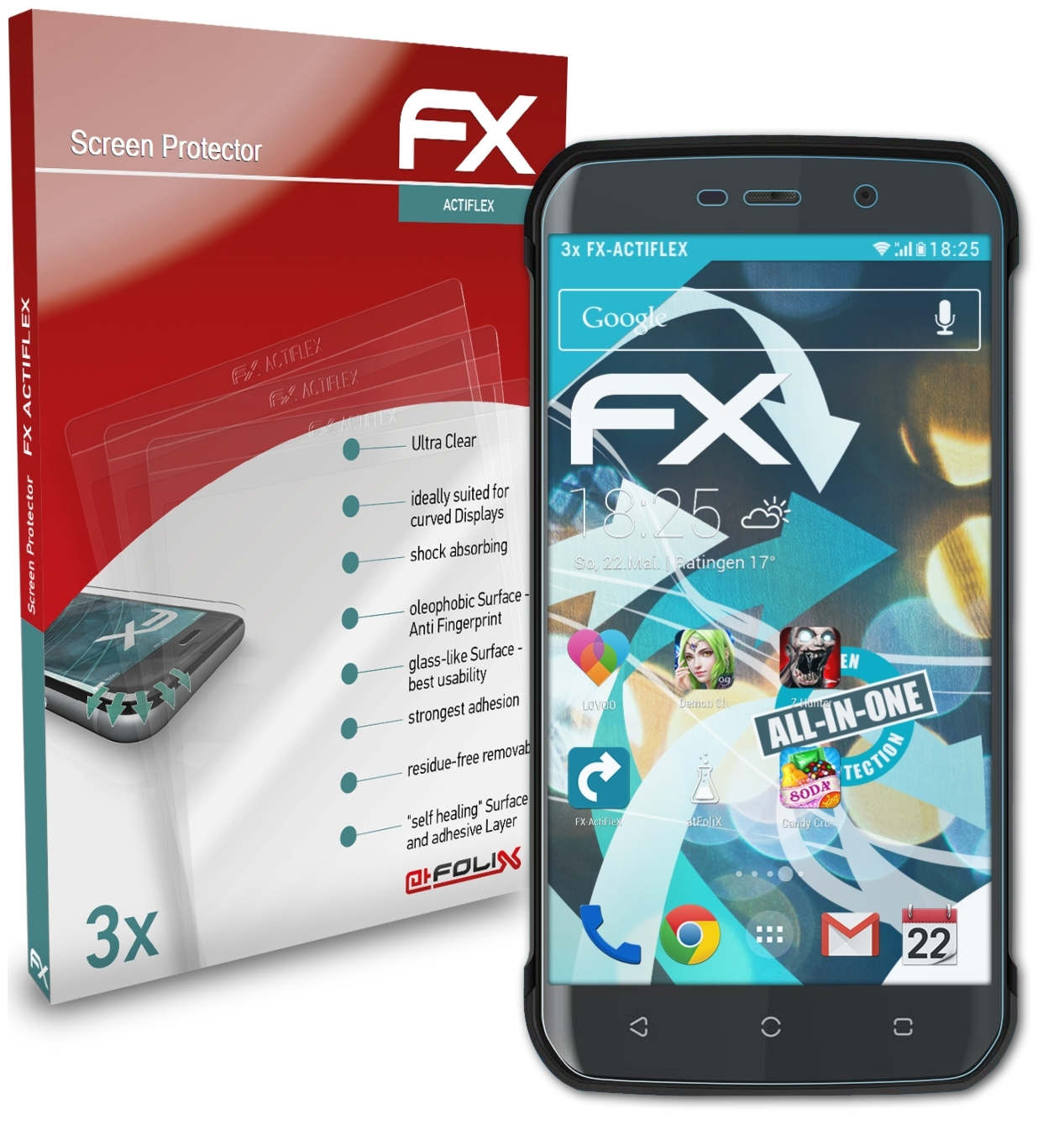 ATFOLIX 3x FX-ActiFleX Hardcase Displayschutz(für H550S) Energizer
