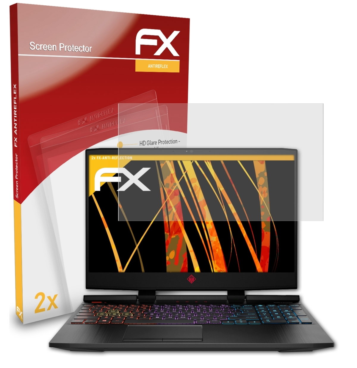 ATFOLIX 2x FX-Antireflex Displayschutz(für inch)) HP 15-dc0700ng Omen (15.6