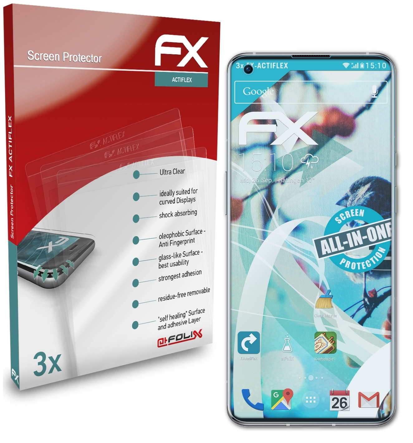 3x ATFOLIX Displayschutz(für Pro) 9 FX-ActiFleX OnePlus