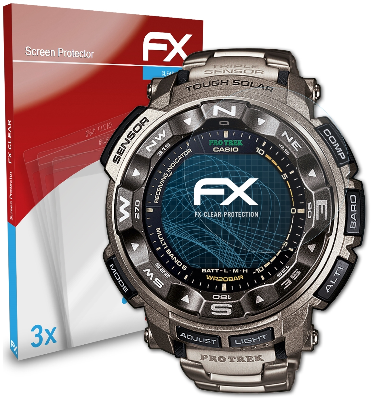 ATFOLIX 3x FX-Clear Displayschutz(für Casio PRW-2500T-7ER)