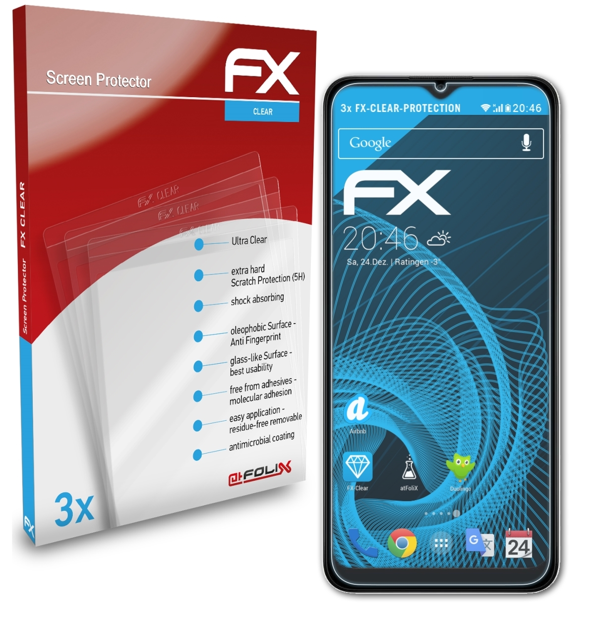 Galaxy FX-Clear A02s) Displayschutz(für ATFOLIX Samsung 3x