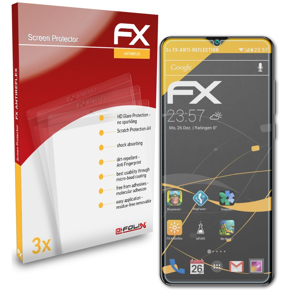 Cubot FX-Antireflex ATFOLIX 20) Note 3x Displayschutz(für