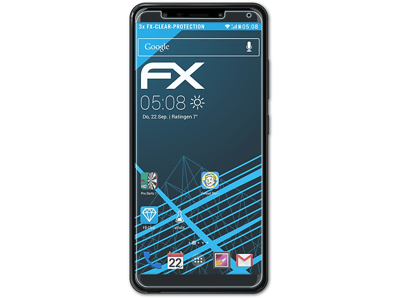 Go) 3x Displayschutz(für FX-Clear View ATFOLIX Wiko