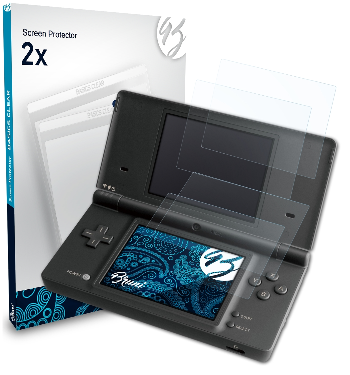 Nintendo DSi) 2x Basics-Clear BRUNI Schutzfolie(für