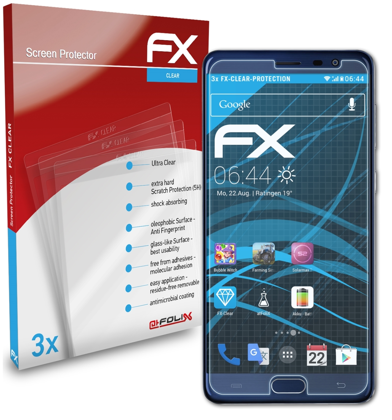 Displayschutz(für ATFOLIX A5) 3x Cubot FX-Clear