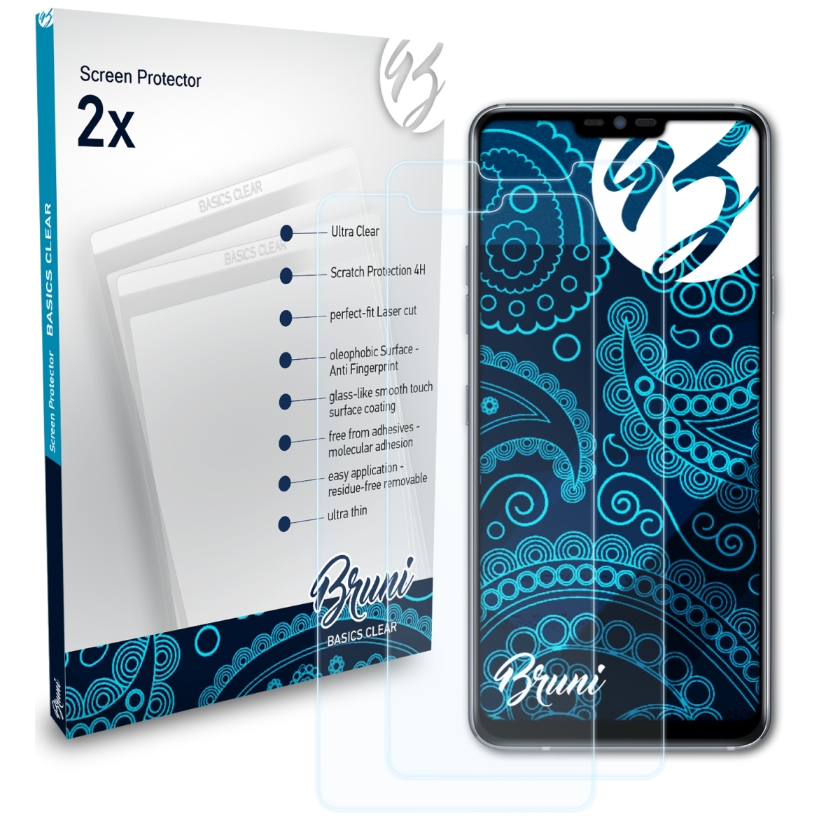 BRUNI 2x Basics-Clear Schutzfolie(für LG G7 ThinQ)