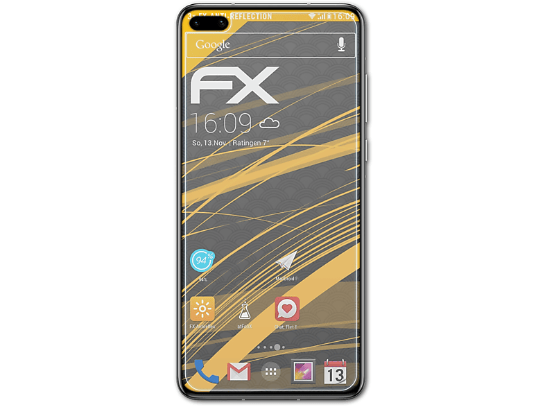 ATFOLIX (Fullcover)) P40 FX-Antireflex Displayschutz(für 3x Huawei