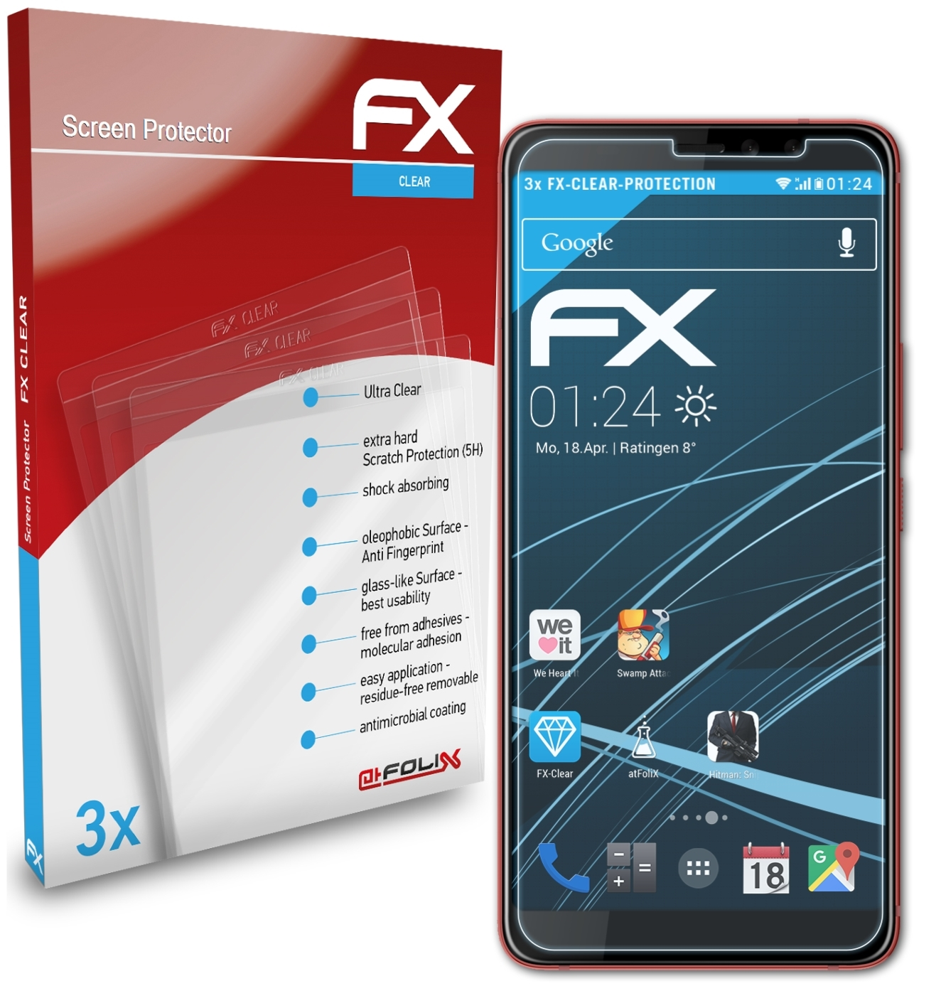 Displayschutz(für ATFOLIX HTC U11 3x EYEs) FX-Clear