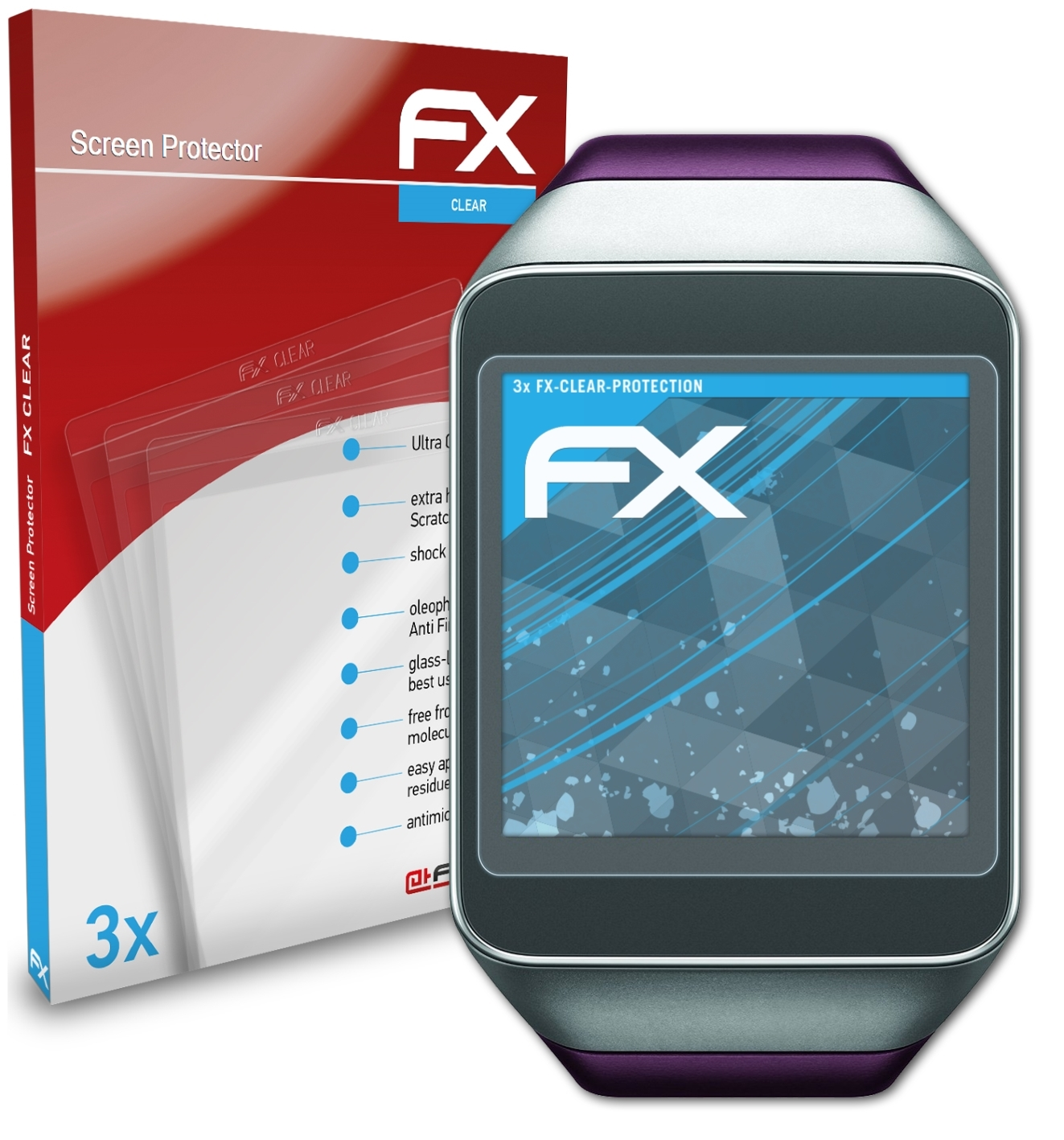 ATFOLIX 3x FX-Clear Live) Gear Displayschutz(für Samsung
