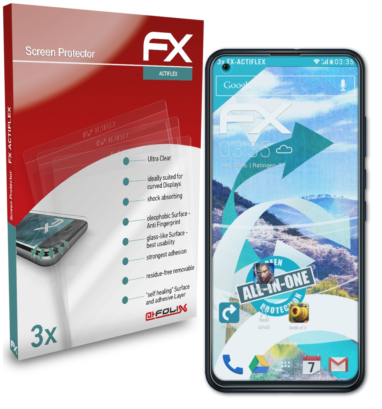ATFOLIX FX-ActiFleX Wiko 5) 3x Displayschutz(für View