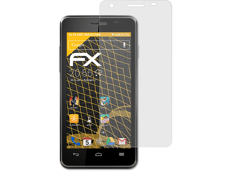 ATFOLIX 3x FX-Antireflex Displayschutz(für Vodafone Smart 4 Turbo)