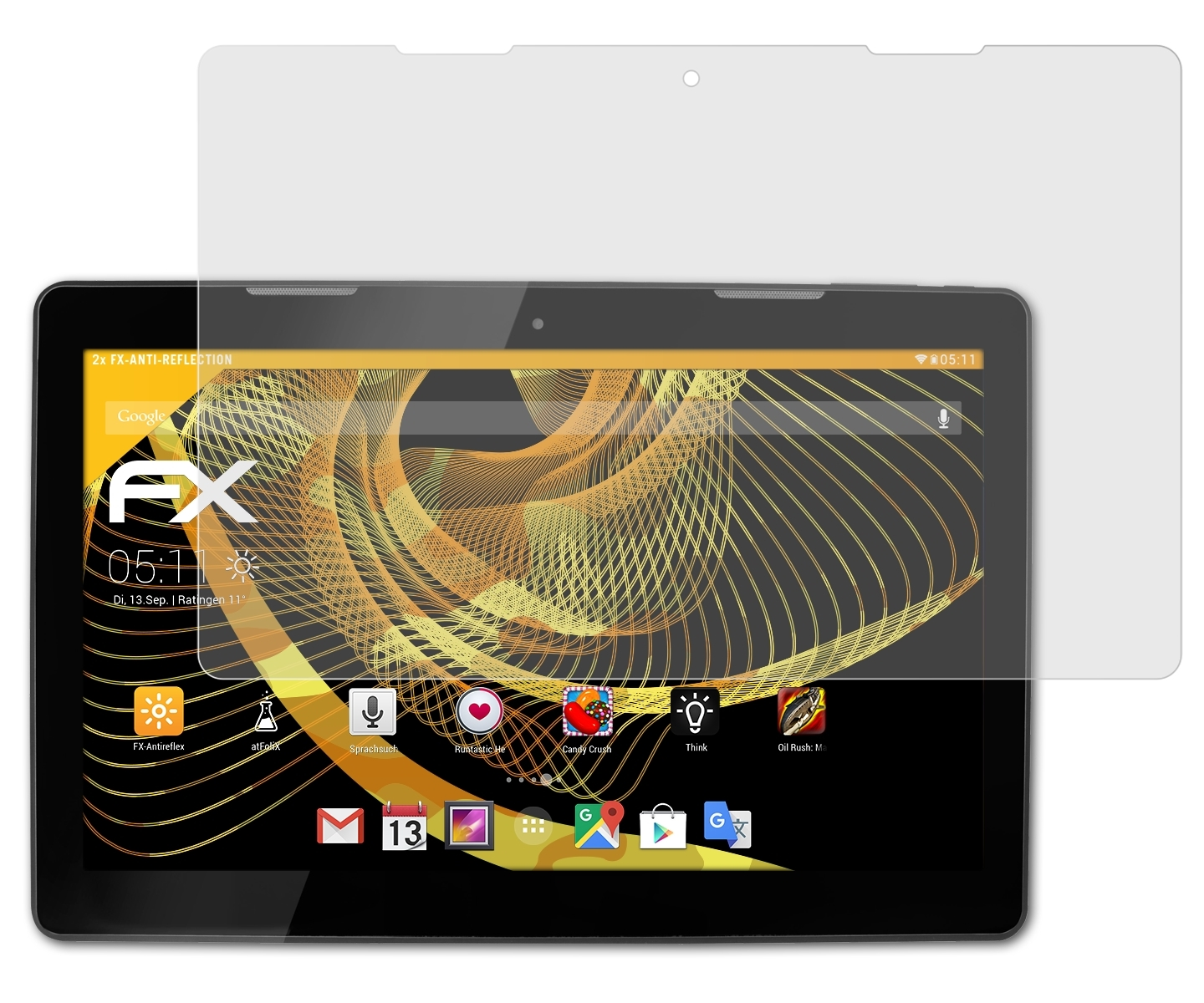 ATFOLIX 2x FX-Antireflex Displayschutz(für HannsPad HannSpree 13.3 (SN14T71))