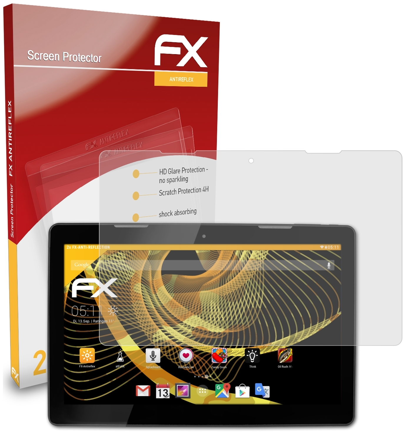 ATFOLIX 2x FX-Antireflex Displayschutz(für HannsPad (SN14T71)) HannSpree 13.3