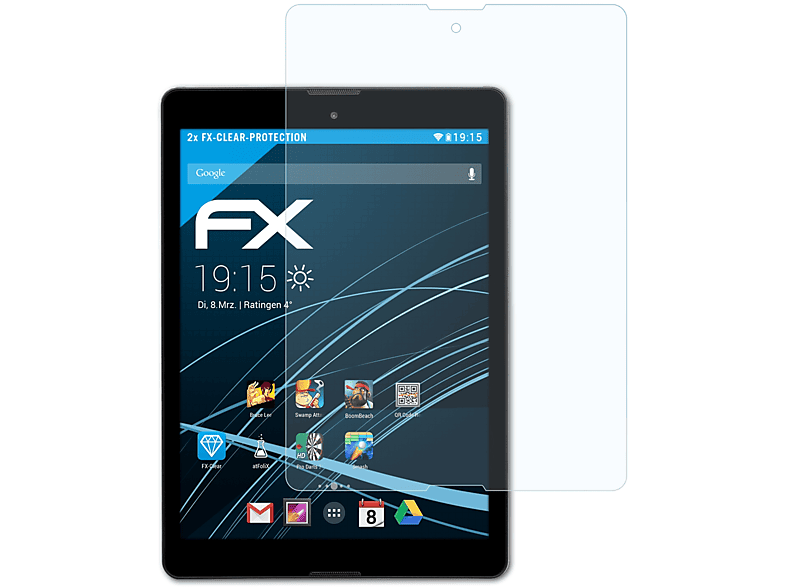 ATFOLIX 2x FX-Clear Displayschutz(für Medion LIFETAB P9702 (MD60201))