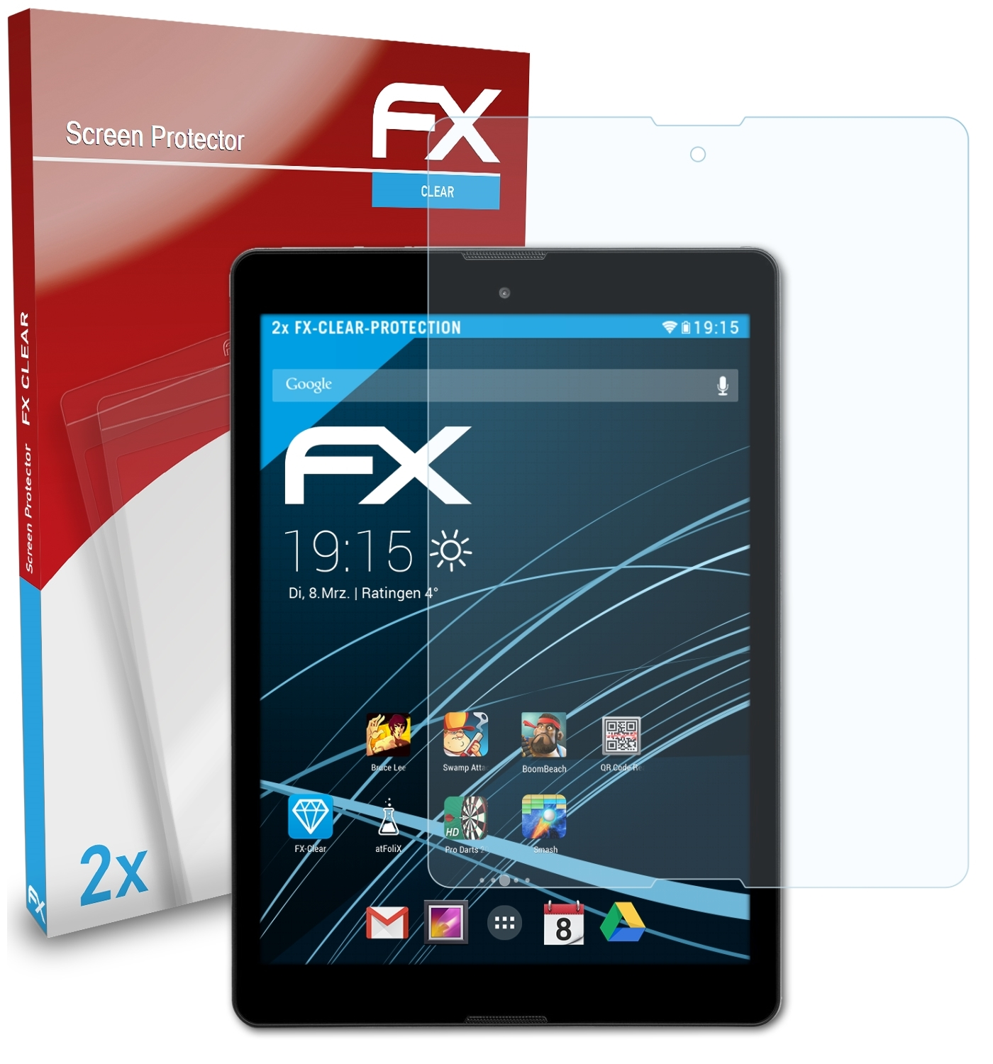 ATFOLIX P9702 LIFETAB (MD60201)) 2x FX-Clear Medion Displayschutz(für
