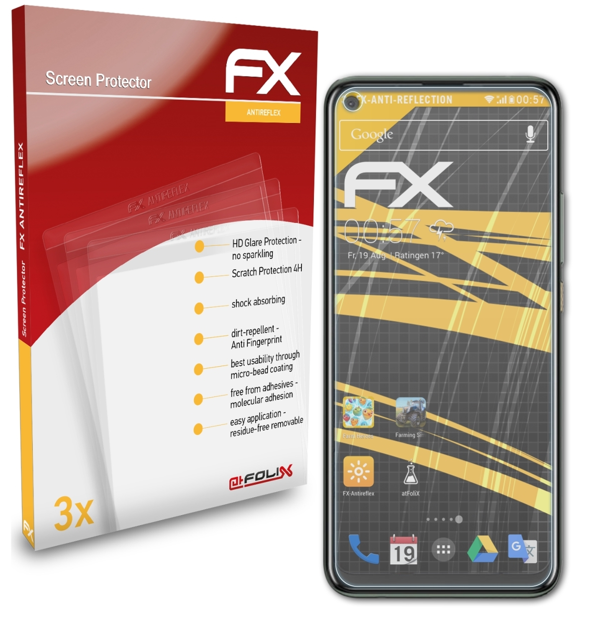 ATFOLIX 3x FX-Antireflex U20) Displayschutz(für HTC