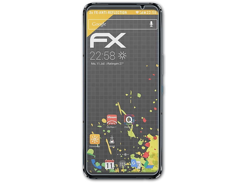 ATFOLIX 3x FX-Antireflex Displayschutz(für ROG Pro) 5s Phone Asus