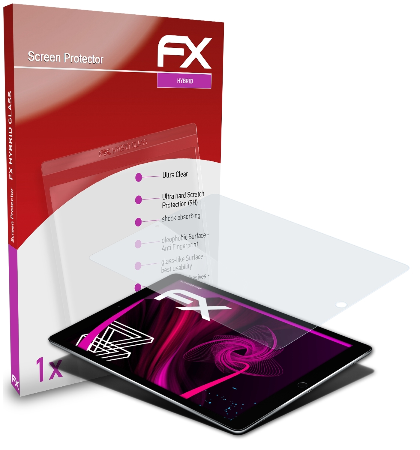 ATFOLIX FX-Hybrid-Glass Schutzglas(für Pro iPad (2015)) 12,9 Apple