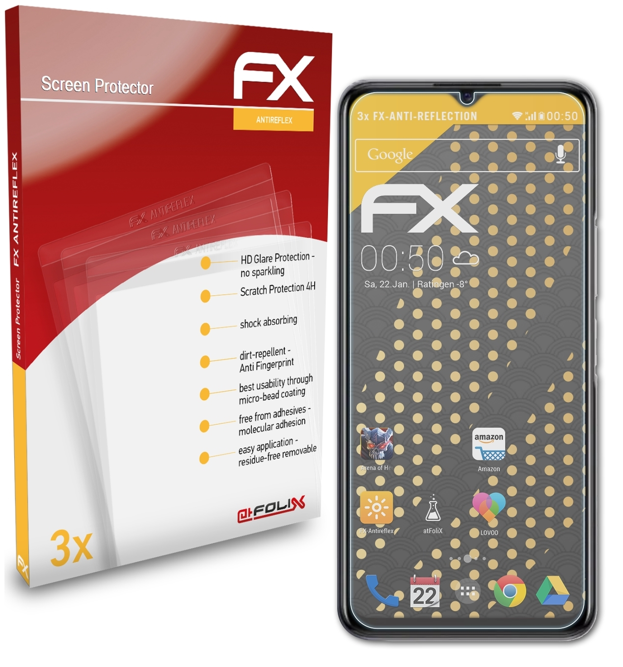 ATFOLIX 3x FX-Antireflex Displayschutz(für Vivo Y53s)