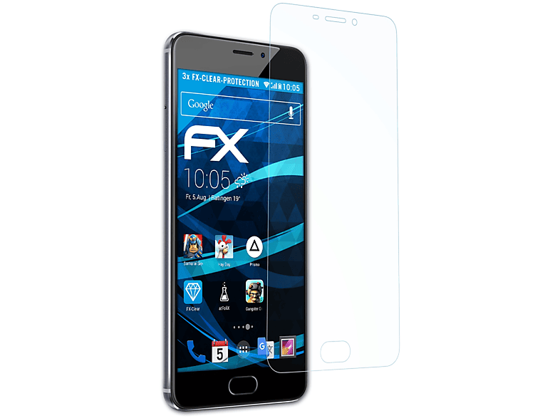 ATFOLIX 3x FX-Clear M5 Meizu Displayschutz(für Note)