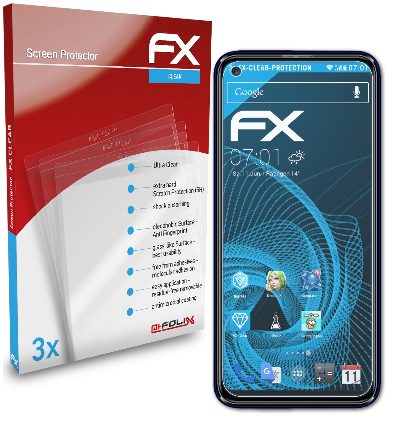 ATFOLIX 3x FX-Clear Displayschutz(für W41) LG