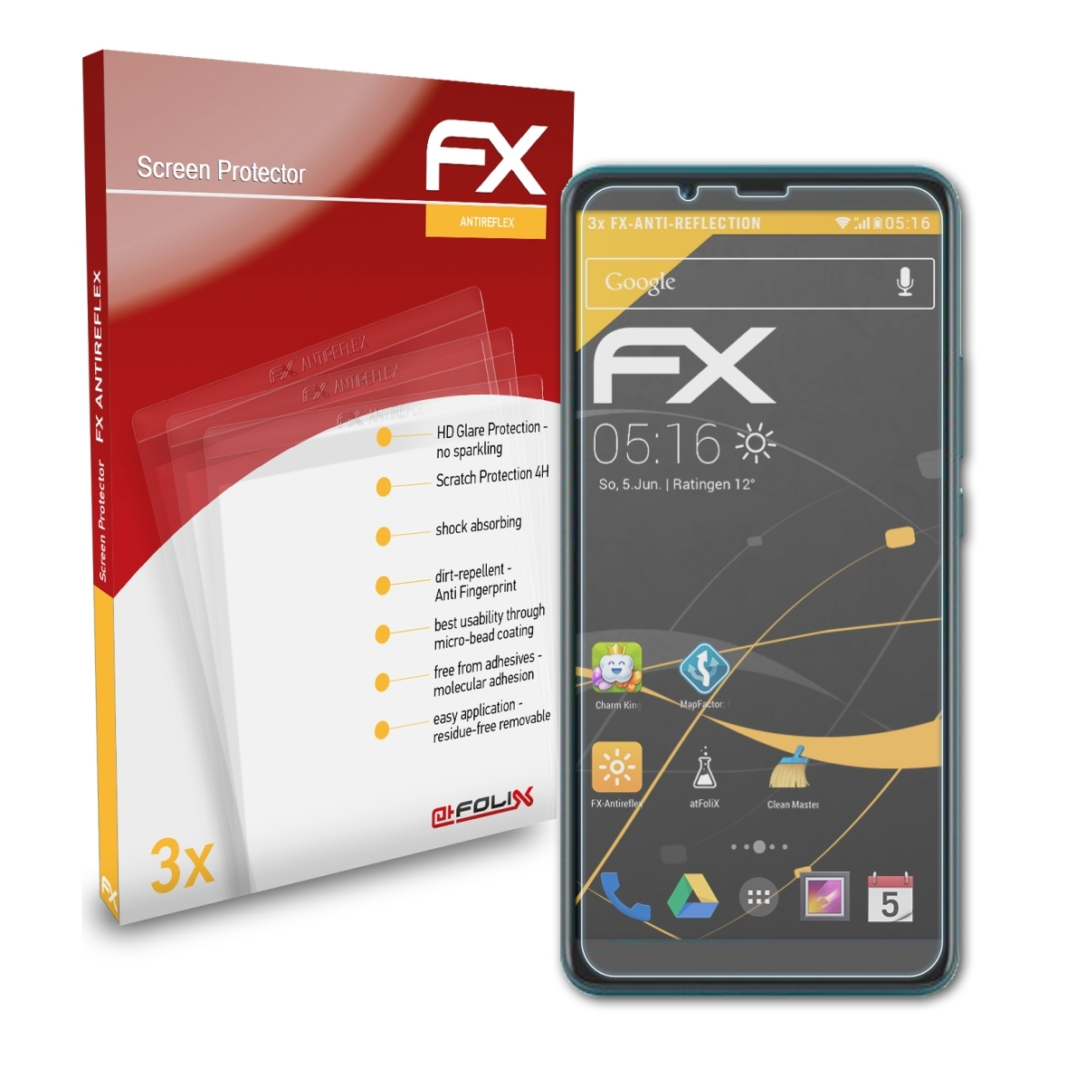 ATFOLIX 3x FX-Antireflex Displayschutz(für Cubot Note 9)