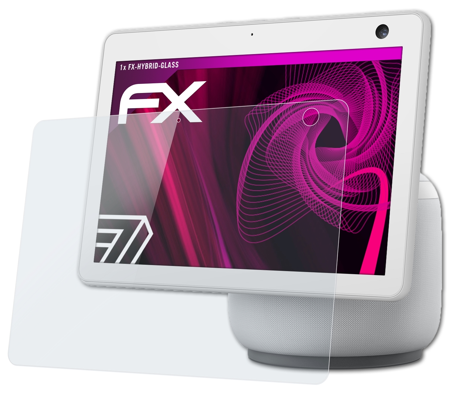 ATFOLIX FX-Hybrid-Glass Schutzglas(für Echo 10) Amazon Show