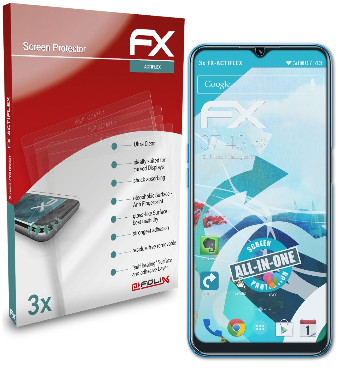 V11 5G) FX-ActiFleX 3x Displayschutz(für ATFOLIX Realme