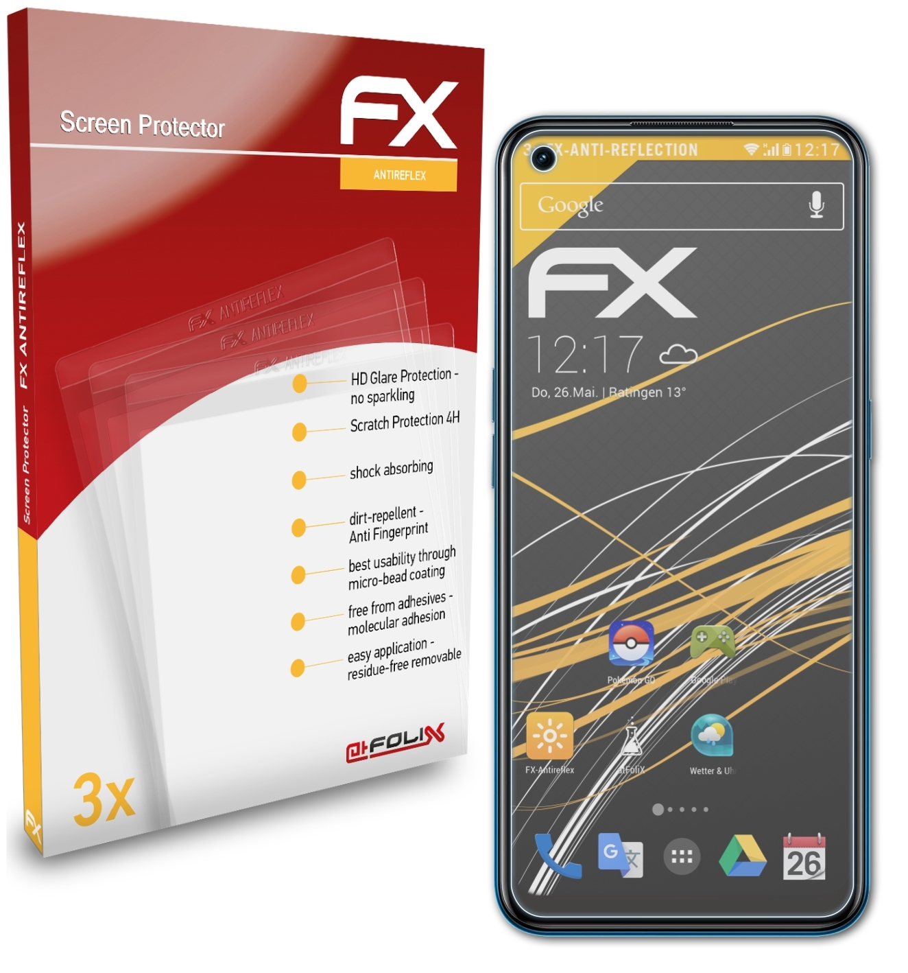 ATFOLIX 3x FX-Antireflex Displayschutz(für Oppo A53s)